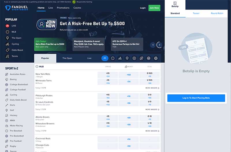 FanDuel online betting login for New Jersey