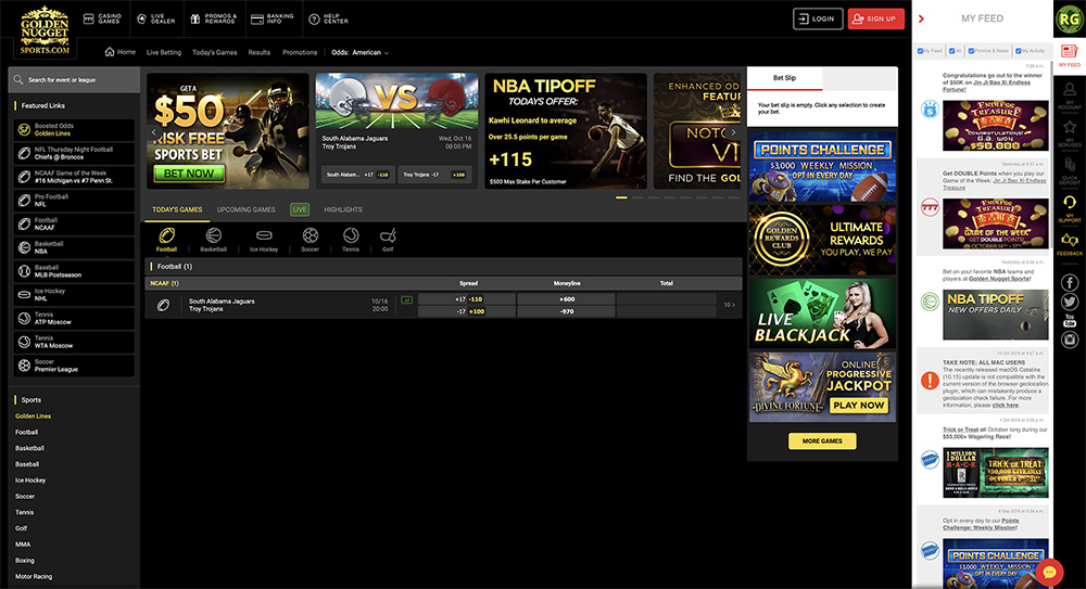 Golden Nugget Sportsbook Screenshot